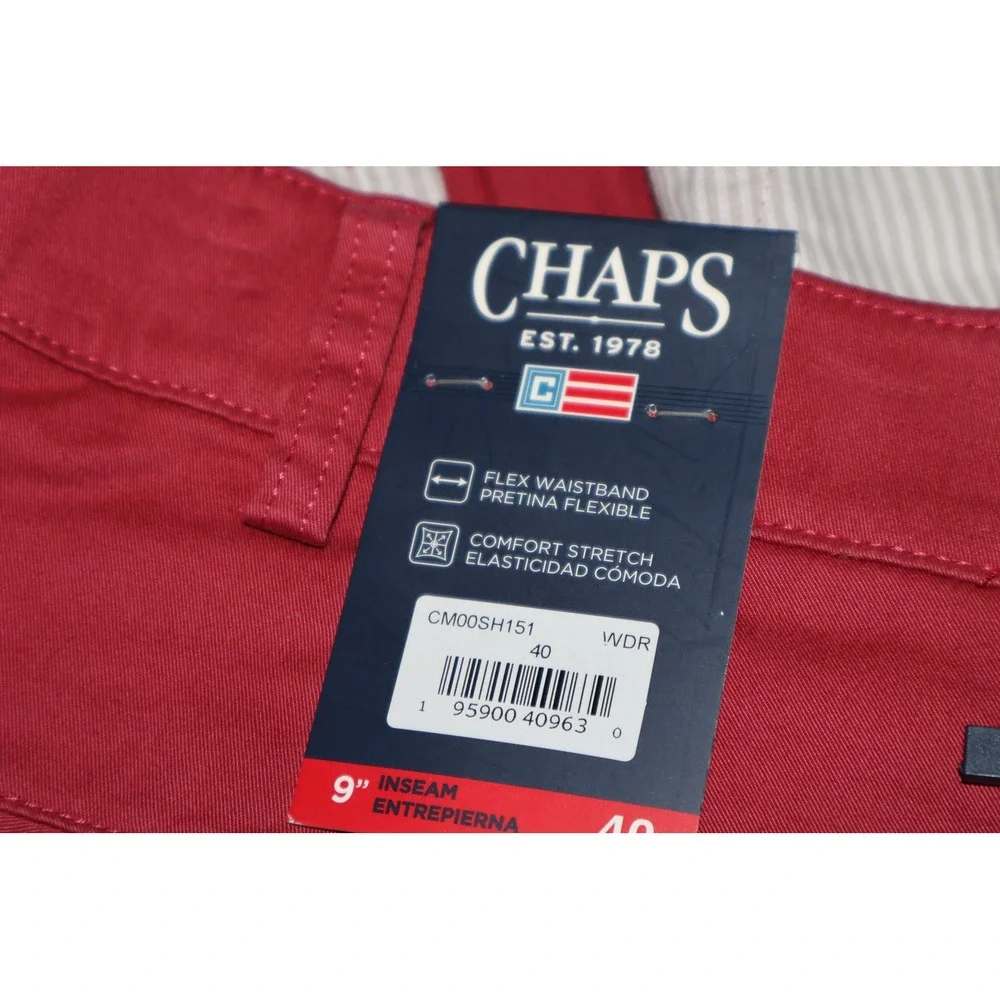 Chaps Coastland Wash Shorts Mens 40 Red Flex Comfort Stretch Chino 9